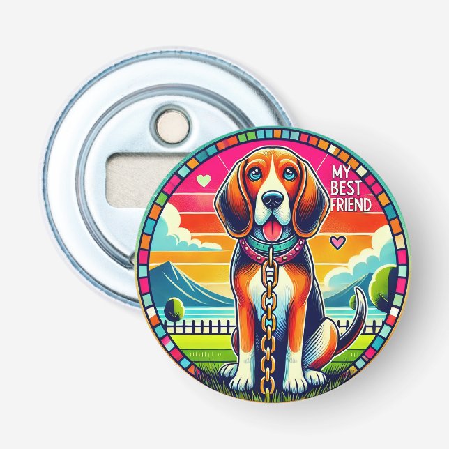 Abrebotellas Perrito Animado Lindo Brillo 🍻 Amante de Mascotas (Anverso)