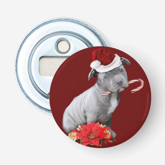 Abrebotellas Perrito de Pitbull del navidad (Anverso)