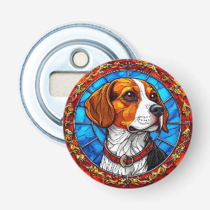 Abrebotellas Perro Beagle en Arte de Vidrio Teñido Vibrante