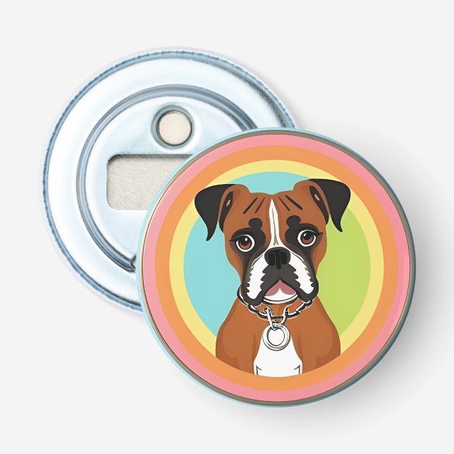 Abrebotellas Perro Boxer en Marco Circular Vibrante (Anverso)