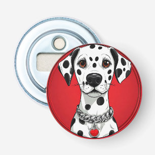 Abrebotellas Perro dálmata con collar de corazón rojo