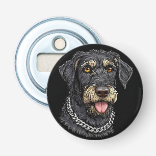 Abrebotellas Perro Negro Con Collar De Cadena