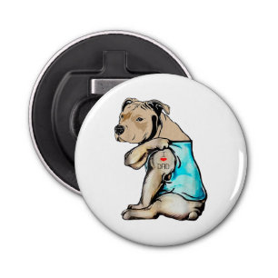 Abrebotellas Perro Pitbull Amo A Papá Tattoo Familia Funny