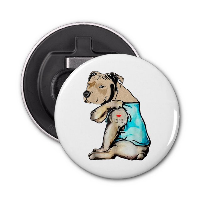 Abrebotellas Perro Pitbull Amo A Papá Tattoo Familia Funny (Anverso)