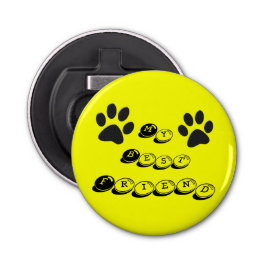 Abrebotellas Perro traza un punto de polka blanco y negro sobre