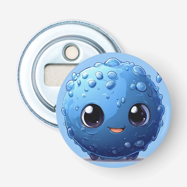 Abrebotellas Personaje de Bola Sonriente Azul Adorable (Anverso)