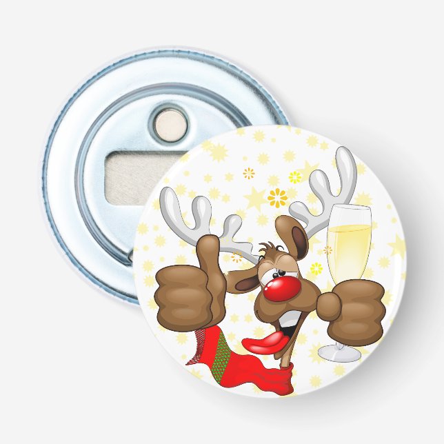 Abrebotellas Personaje de Navidades divertidos renos ebrios (Anverso)