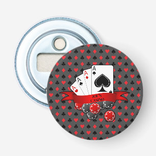 Abrebotellas Personaliza 4 Ases Trajes de Cartas Rojas y Negras