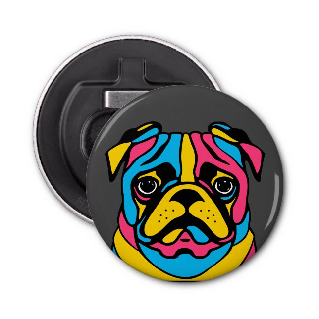 Abrebotellas personalizable 3 tono pug (Anverso)