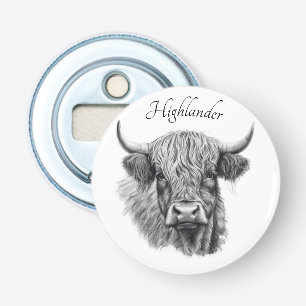 Abrebotellas Personalizable Esbozo de vaca Highland