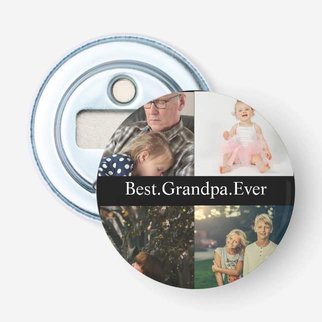 Abrebotellas Personalizado 4 Mejor Abuelo Collage de fotos (Anverso)