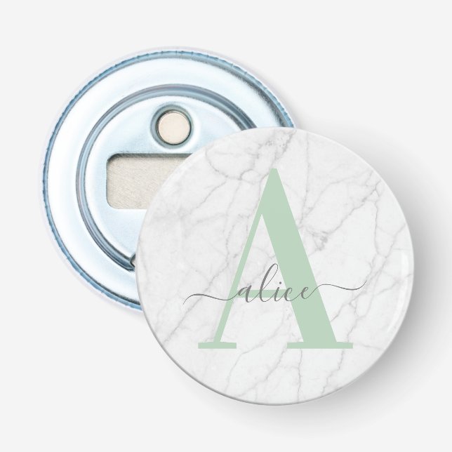 Abrebotellas personalizado con monograma de mármol (Anverso)