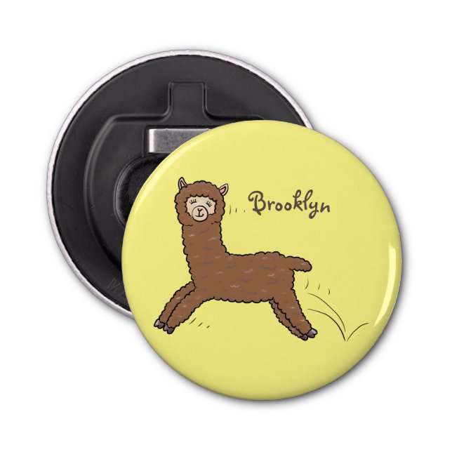 Abrebotellas Personalizado de alpaca marrón feliz (Anverso)