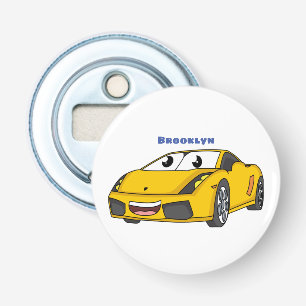 Abrebotellas Personalizado de coche deportivo amarillo alegre