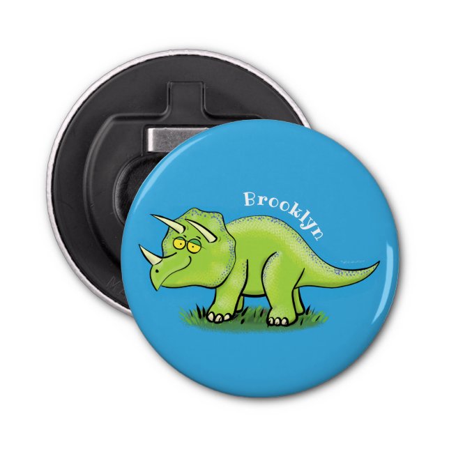Abrebotellas Personalizado de dinosaurios de triceratops verde  (Anverso)