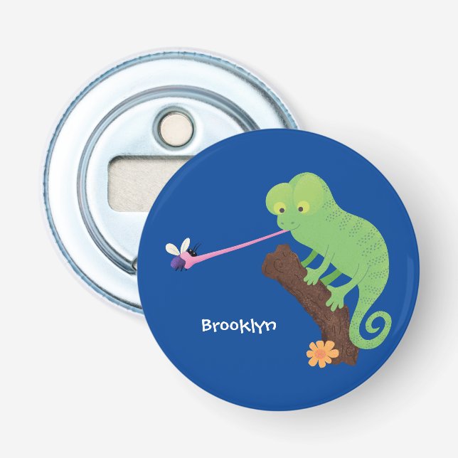 Abrebotellas Personalizado de lagarto de camaleón verde lindo (Anverso)