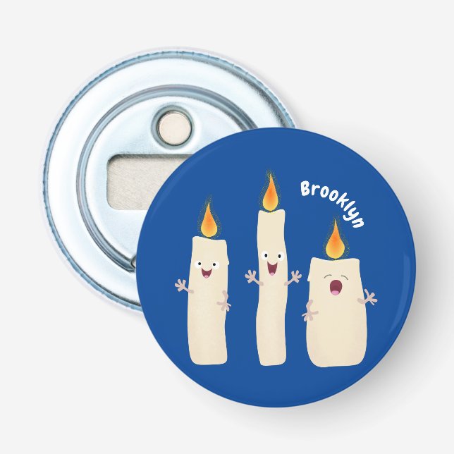 Abrebotellas Personalizado del trío de velas de canto lindo (Anverso)