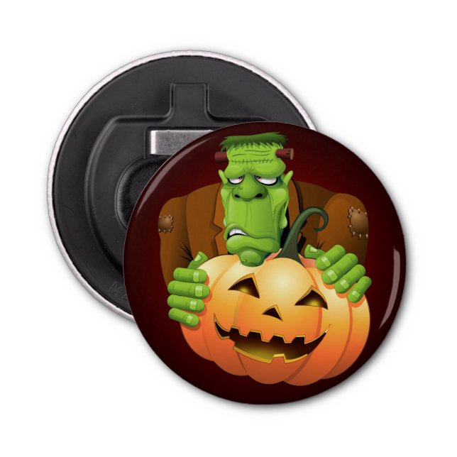 Abrebotellas Personalizado Frankenstein con Calabaza (Anverso)