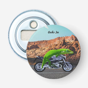 Abrebotellas Personalizado Gecko Rider en la autopista del desi