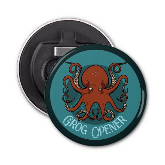 Abrebotellas Personalizado Grog Opener Engry Red Octopus Tentac (Anverso)