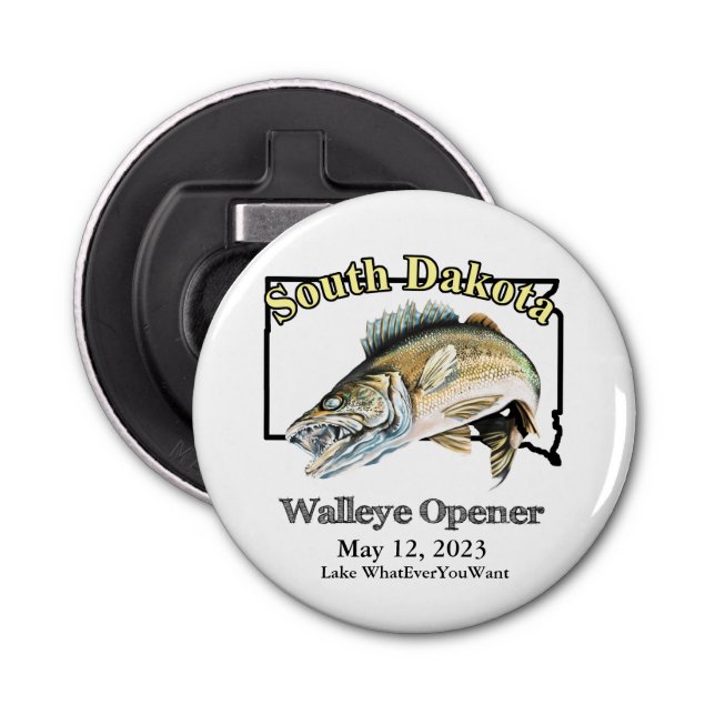 Abrebotellas Personalizado Lake and Date Dakota del Sur Walleye (Anverso)