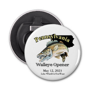 Abrebotellas Personalizado Lake/Date Pennsylvania Walleye Opene
