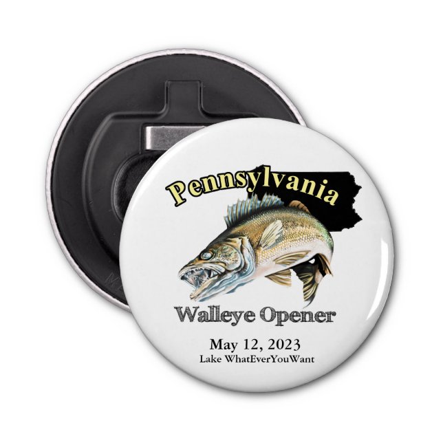 Abrebotellas Personalizado Lake/Date Pennsylvania Walleye Opene (Anverso)
