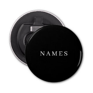 Abrebotellas Personalizado negro simple Añadir su nombre elegan