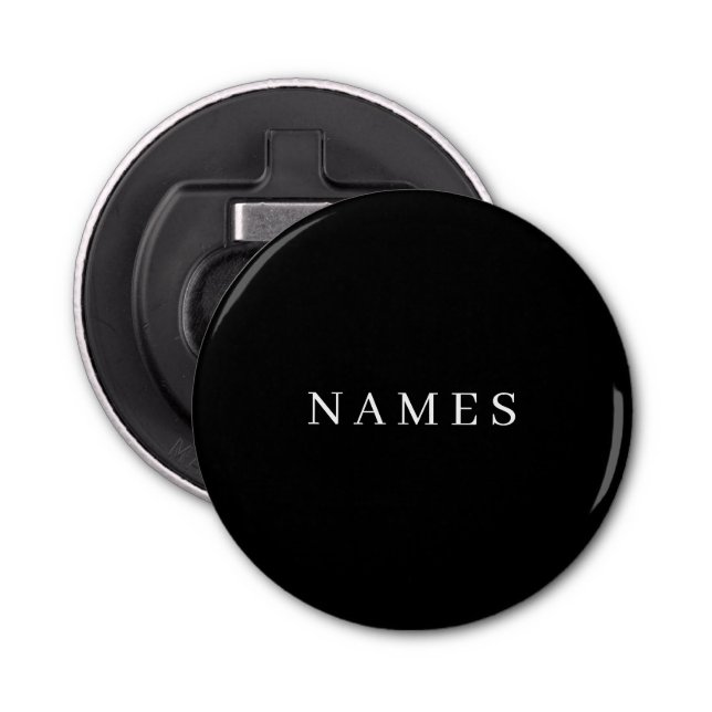 Abrebotellas Personalizado negro simple Añadir su nombre elegan (Anverso)
