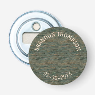 Abrebotellas Personalizado Patrón de Madera Gris Azul Rústico P