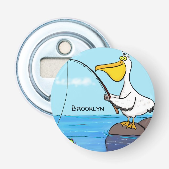 Abrebotellas Personalizado pelícano de pesca divertida (Anverso)