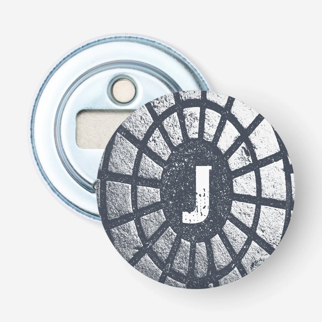 Abrebotellas personalizado urbano del monograma (Anverso)