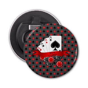 Abrebotellas Personalizar 4 Aces Tarjeta negra roja en cerveza