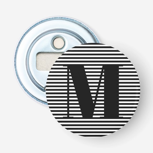 Abrebotellas Personalizar monograma franjas blancas iniciales (Anverso)