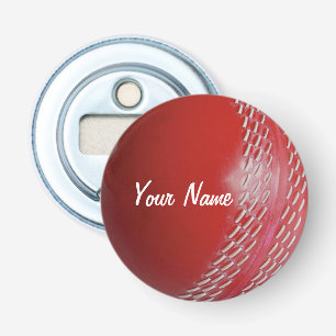 Abrebotellas Personalizar rojo de bolas de críquet con tu nomb