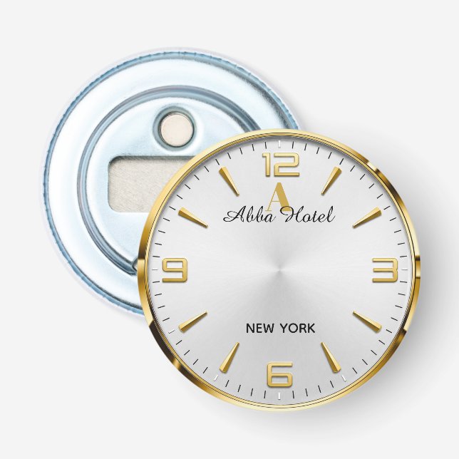 Abrebotellas Personalized Hotel Name Luxury Gold Silver  (Anverso)