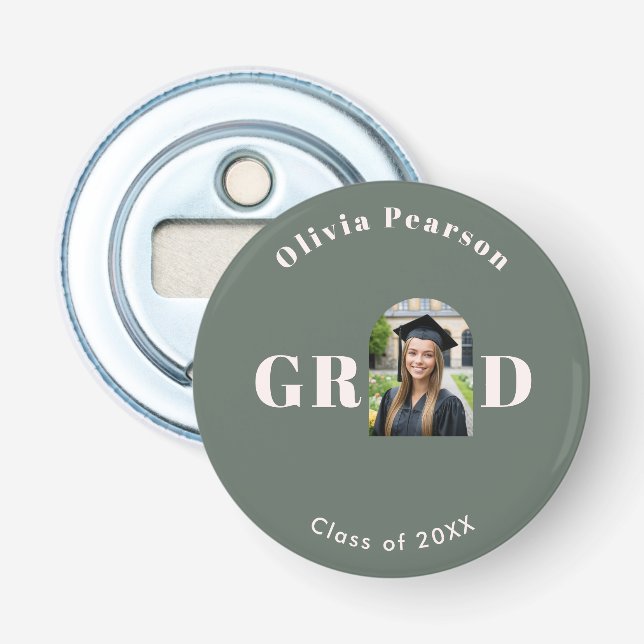 Abrebotellas Personalized Photo Graduation Party Favor Green (Anverso)