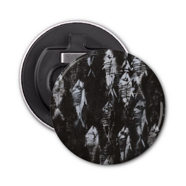 Abrebotellas Pescado blanco fósil sobre fondo negro (Anverso)