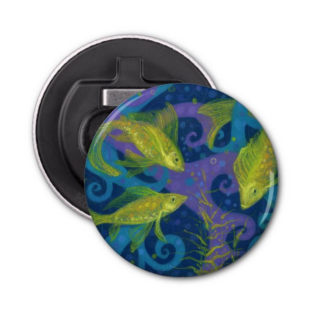 Abrebotellas Pescados dorados, piscis, peces, aguas submarinas (Anverso)