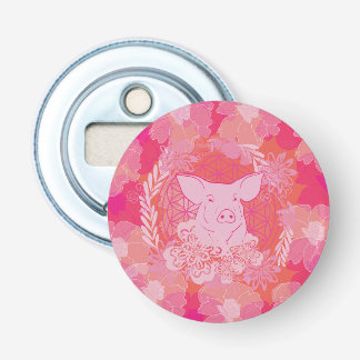 Abrebotellas pig,flower of life, blue, mandala,zen,chakra,patt