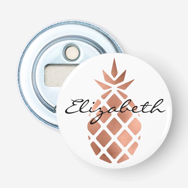 Abrebotellas Piña personalizada con lámina de oro rosa falso (Anverso)