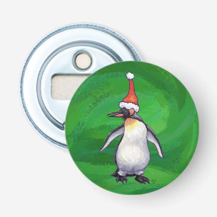 Abrebotellas Pingüino lindo en Sombrero de Santa