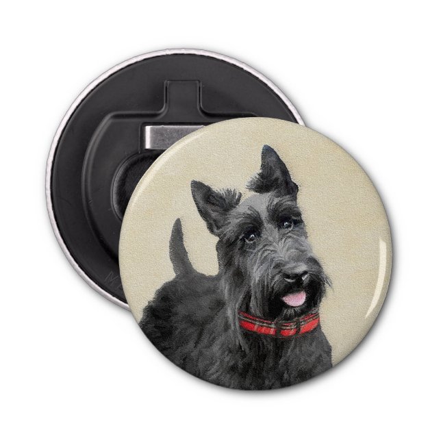 Abrebotellas Pintado Terrier Escocés - Arte Perro Original (Anverso)