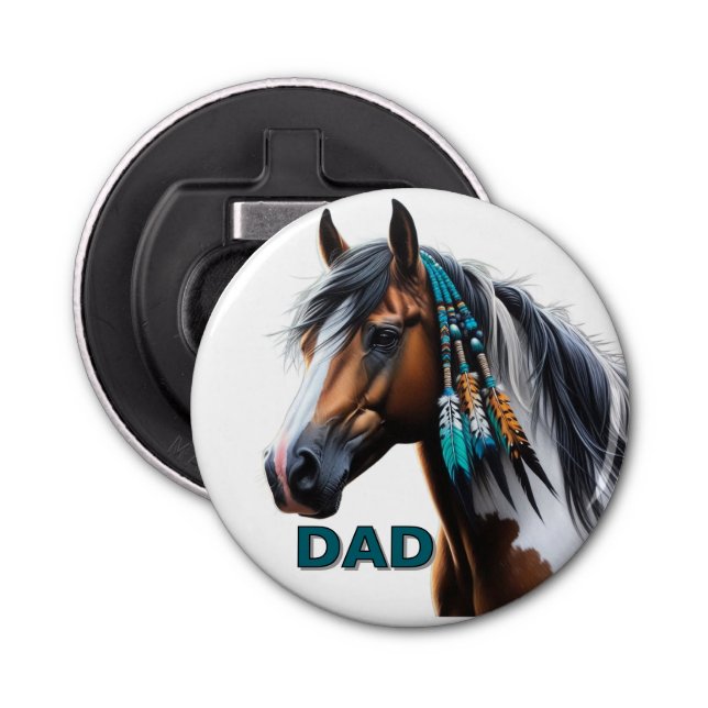 Abrebotellas Pintar caballo con cuentas nativas (Anverso)