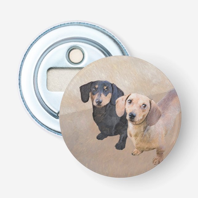 Abrebotellas Pintura Dachshund (suave) - Arte Perro Original (Anverso)