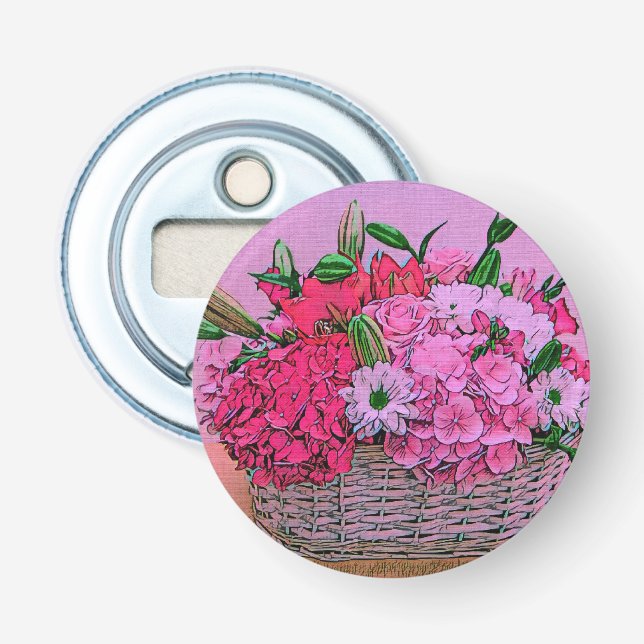 Abrebotellas Pintura de cesta de flores (Anverso)