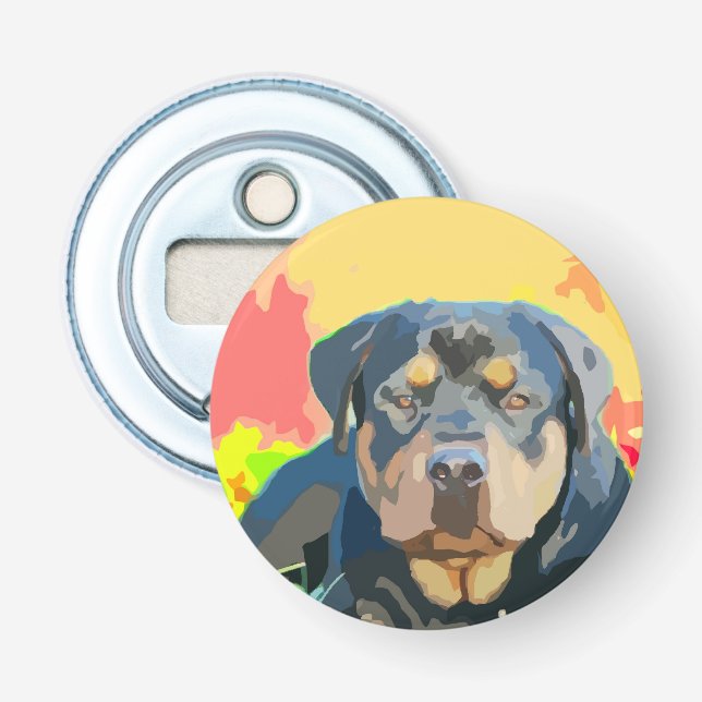 Abrebotellas Pintura de Digitaces del retrato de Rottweiler (Anverso)