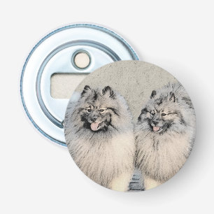 Abrebotellas Pintura de Keeshond Brothers - Arte Perro Original