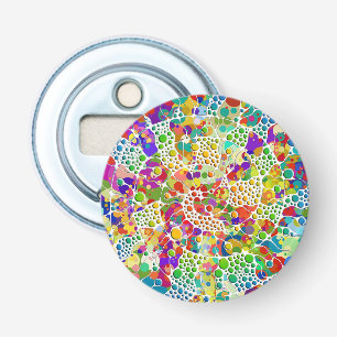 Abrebotellas Pintura de mano de puntos coloridos espirales 2