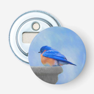 Abrebotellas Pintura de pájaro azul - Arte original de aves